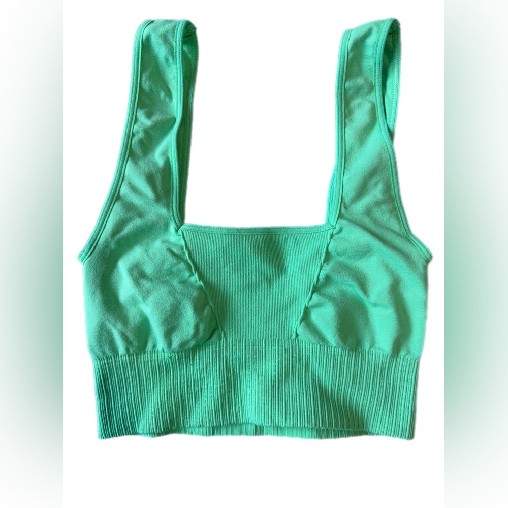 Free People Movement Good Karma Bra-green square neck